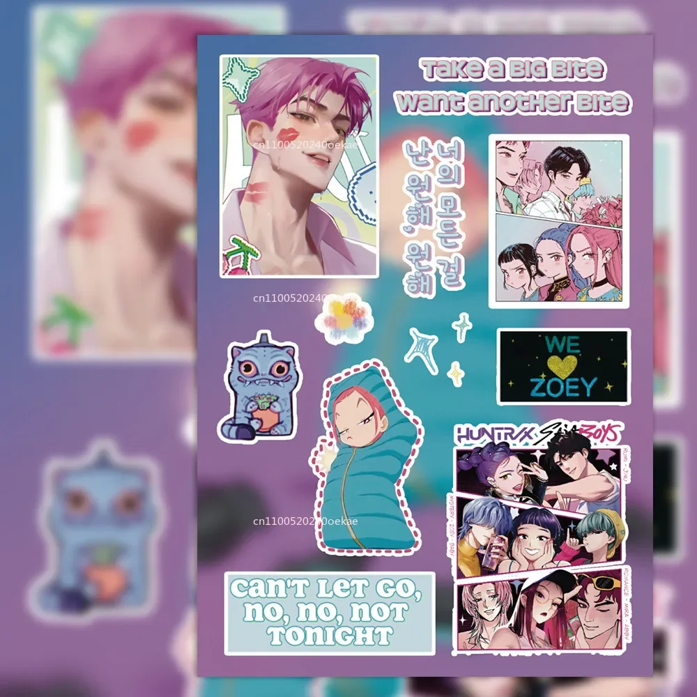 جديد 8 أوراق K-POP شيطان الصيادين ملصق فيلم التلفزيون الطرفية الكمبيوتر ملصقات الزخرفية مقاوم للماء لعبة من الفينيل هدايا الأطفال #3
