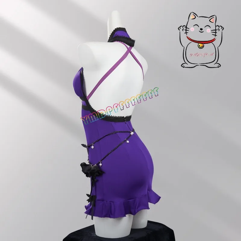 Anime Tifa Lila Cosplay Kleid Set Spiel Halloween Sexy Karneval Karneval Nacht Neu