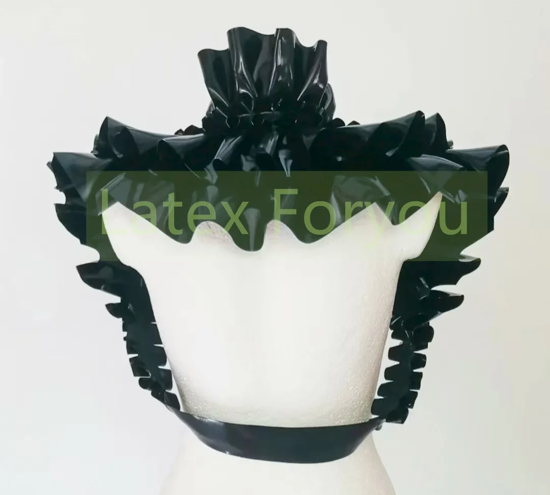 Handgemachte Latex Frau Body Naturlatex Gummi Top Latex Gummi Body Latex Frau Rüschen Fetisch Cape Cosplay Kostüm