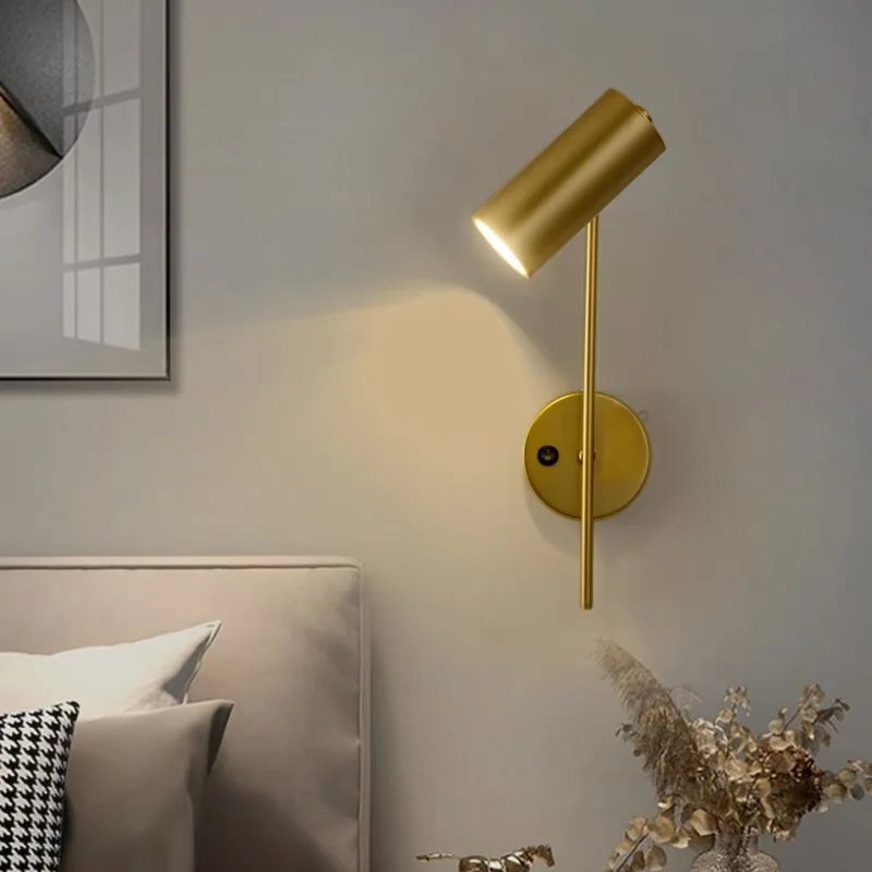 Modern Home Decoration Indoor Wall Lamp E27 Holder Metal Body Bedroom Bedside Reading Light Sconce Rotatable Lustres With Switch