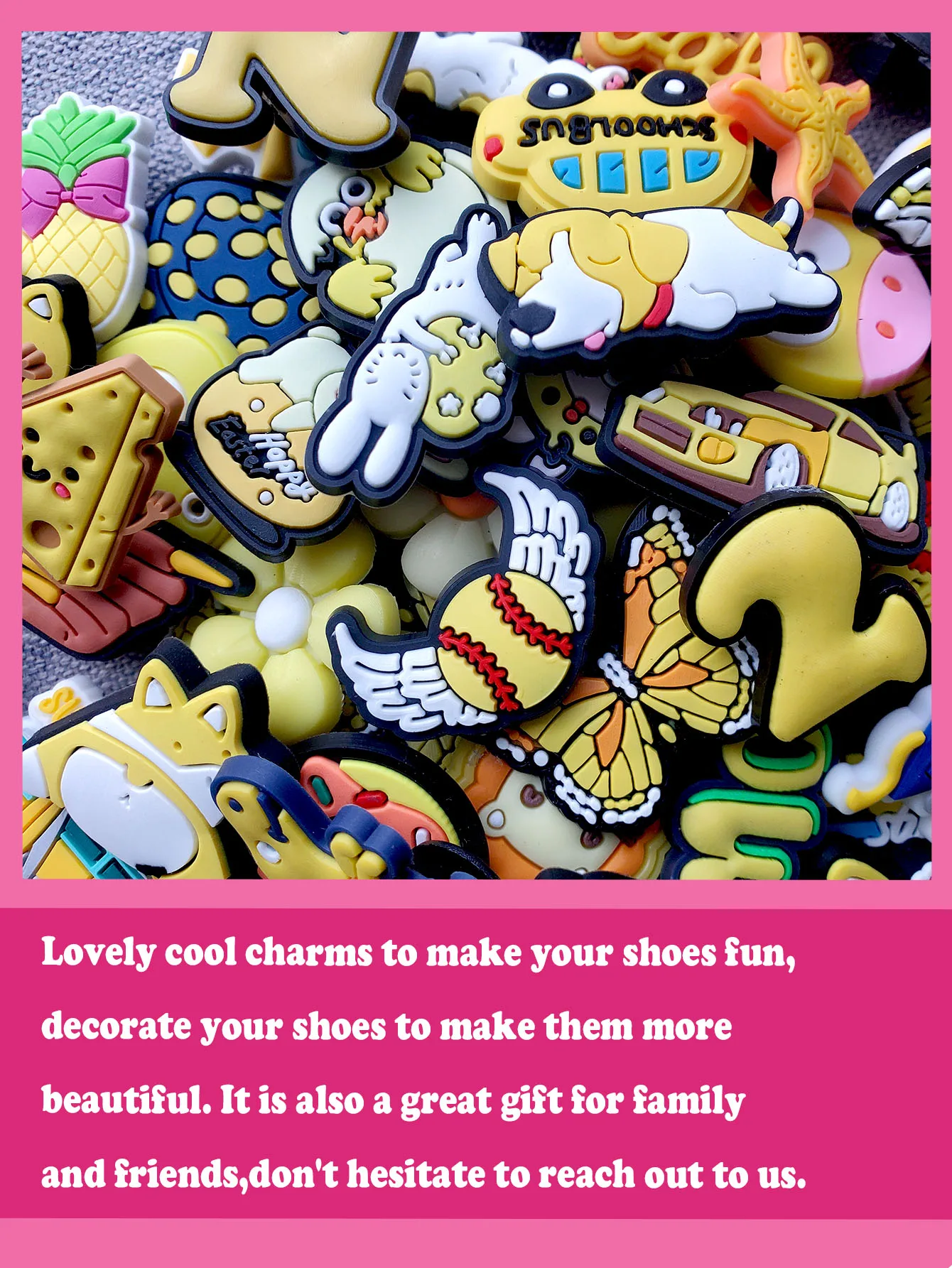 عشوائي 10-30 قطعة سلسلة الأحذية الصفراء السحر للأحذية مفتاح سلسلة الصنادل أكياس الشاطئ ، DIY بها بنفسك زينة الأحذية اكسسوارات دبابيس الأحذية