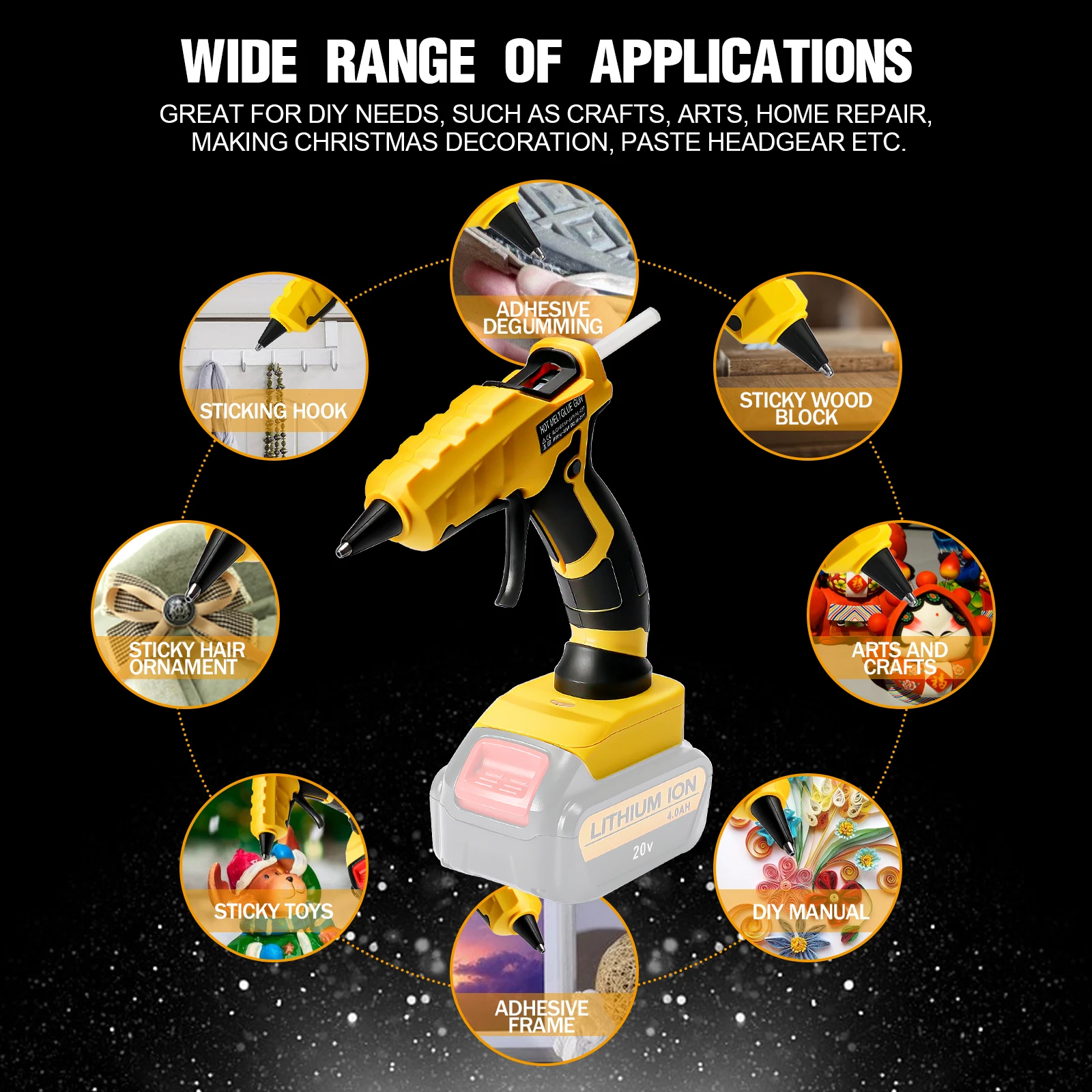 Imagem -04 - Pistola de Cola Quente Elétrica sem Fio Reparação de Soldagem Faça Você Mesmo Tool Fits Dewalt Milwaukee Bateria Makita mm Sticks 30 Pcs