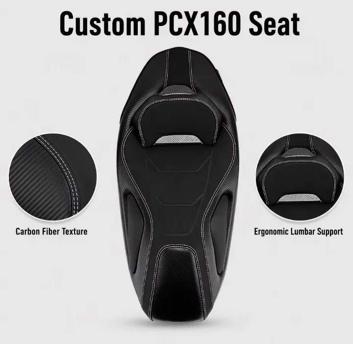 For Honda PCX160 2021-2026 PU Leather Motorcycle Seat Custom Waterproof Replacement Wholesale