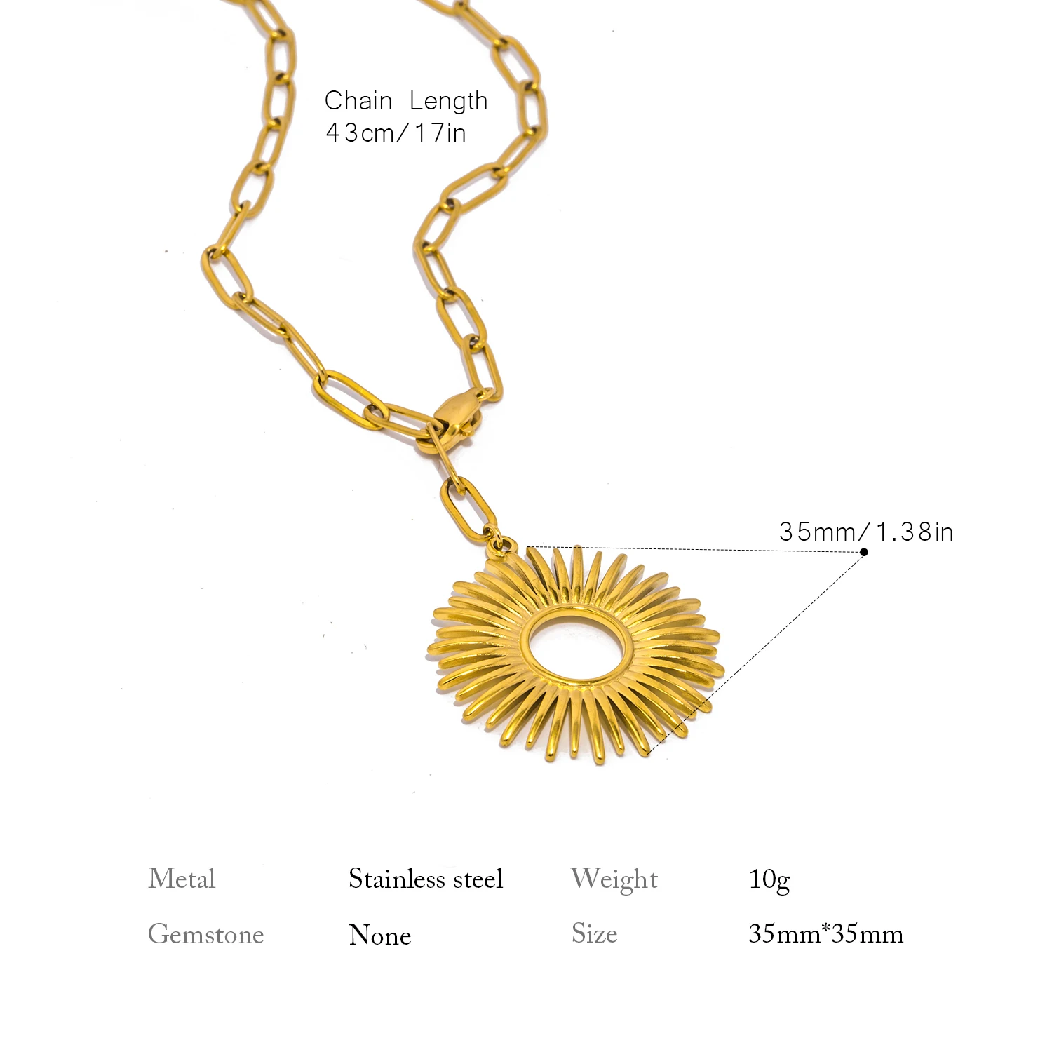 UHBINYCA Personality Stainless Steel Sun Pendant Necklace for Women Trendy Sweater Chain Aesthetic Jewelry