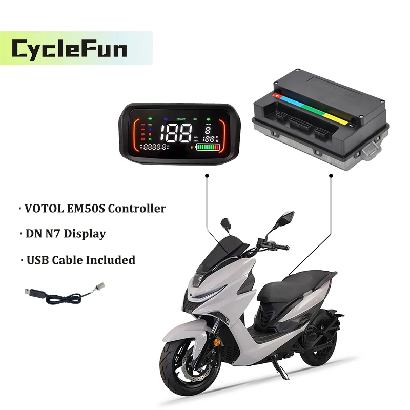 1000W 2000W Hall Type VOTOL EM50S 48V-72V FOC BLDC Sine Wave Controller with N7 ONE-LIN Display For ELectric Scooter Dirt Bike