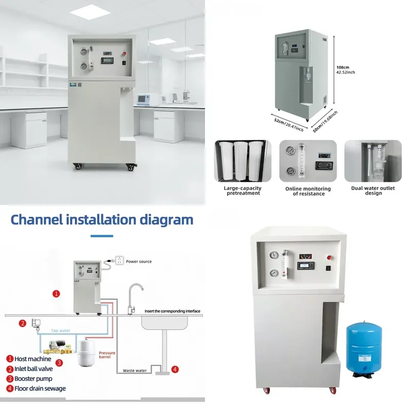 Laboratory Ultrapure Water Generator System for Various Purity Levels Suitable for Different Lab Processes and Analytical