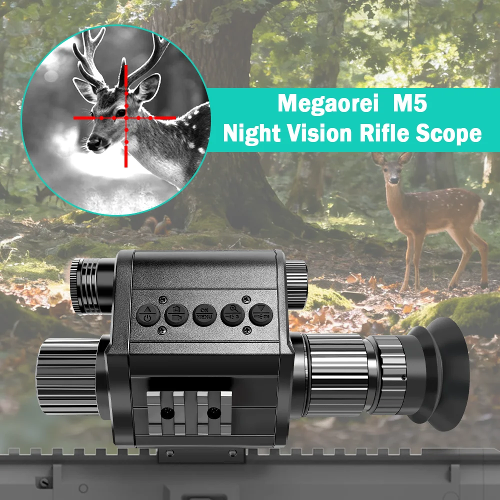 رؤية بندقية للرؤية الليلية للصيد في الهواء الطلق، كاميرا 1920*1080 مع تكبير 5x، شاشة 1.2 بوصة مرت اختبار قطرة 1.8 متر