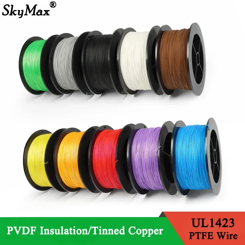 

UL1423 PTFE Wire Silver Plated Single Core Cable (No Scroll) PVDF Insulation Micro Fine Copper Wires DIY Electronic Cable