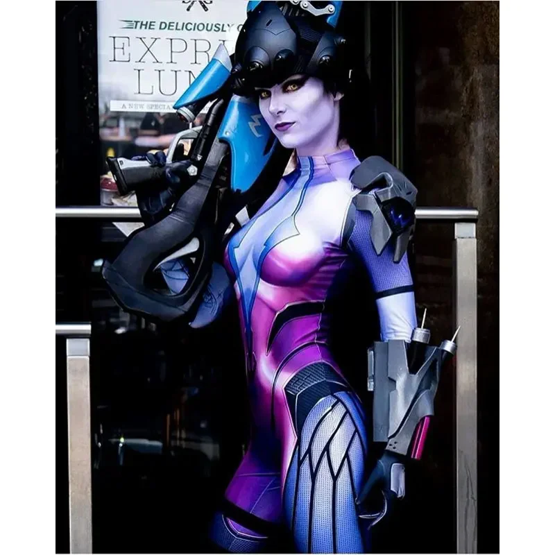 Halloween Widowmaker Cosplay Costume Women Female Girls Suit Zentai Superhero Bodysuit Adults/Kids