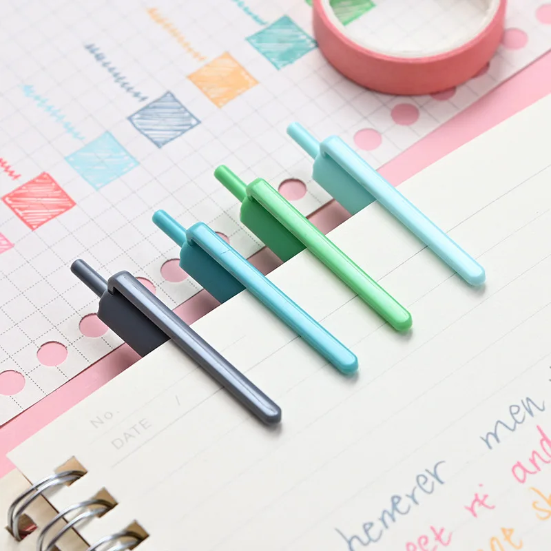 9pcs Korean Kawaii Candy Color Hand Account Pen Student Simple Neutral Pen Set To Take Notes Color Pen Morandi Press