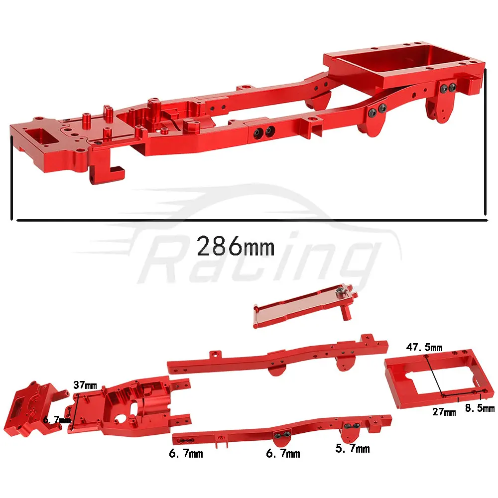 Metal RC Body Chassis Frame Kit Accessories Fits for WPL D12 1/10 RC Car DIY Truck Car Upgrade Parts