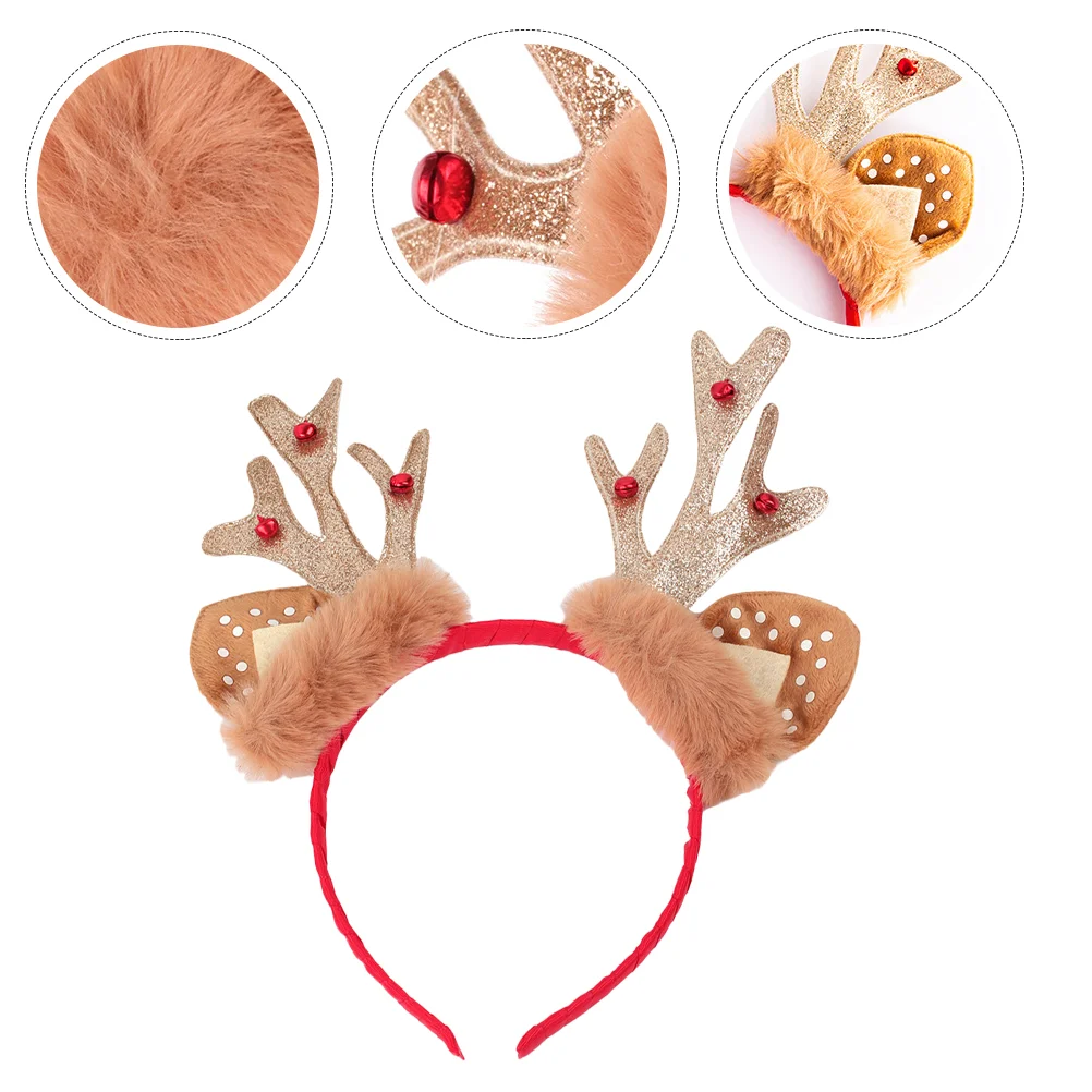 2 Pcs Christmas Antler Headdress Reindeer Headband Hoop Lovely Xmas Halloween Decoration Party Decorations Supplies Bow Tie