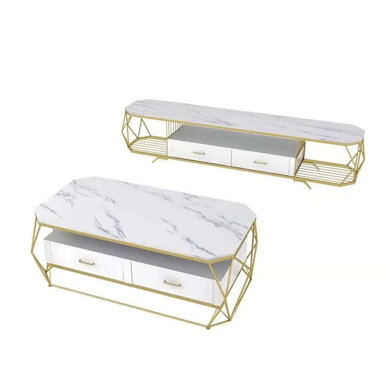 

Simple small apartment coffee table modern living room rectangular marble coffee table drawer cabinet Nordic