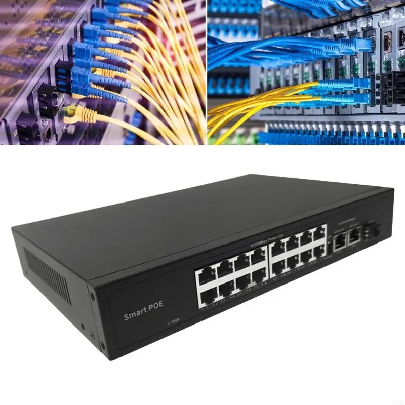 16+2/24+2 منفذ POE Switcher بقدرة 250 وات، هيكل معدني، شبكات المكاتب 77JC #3