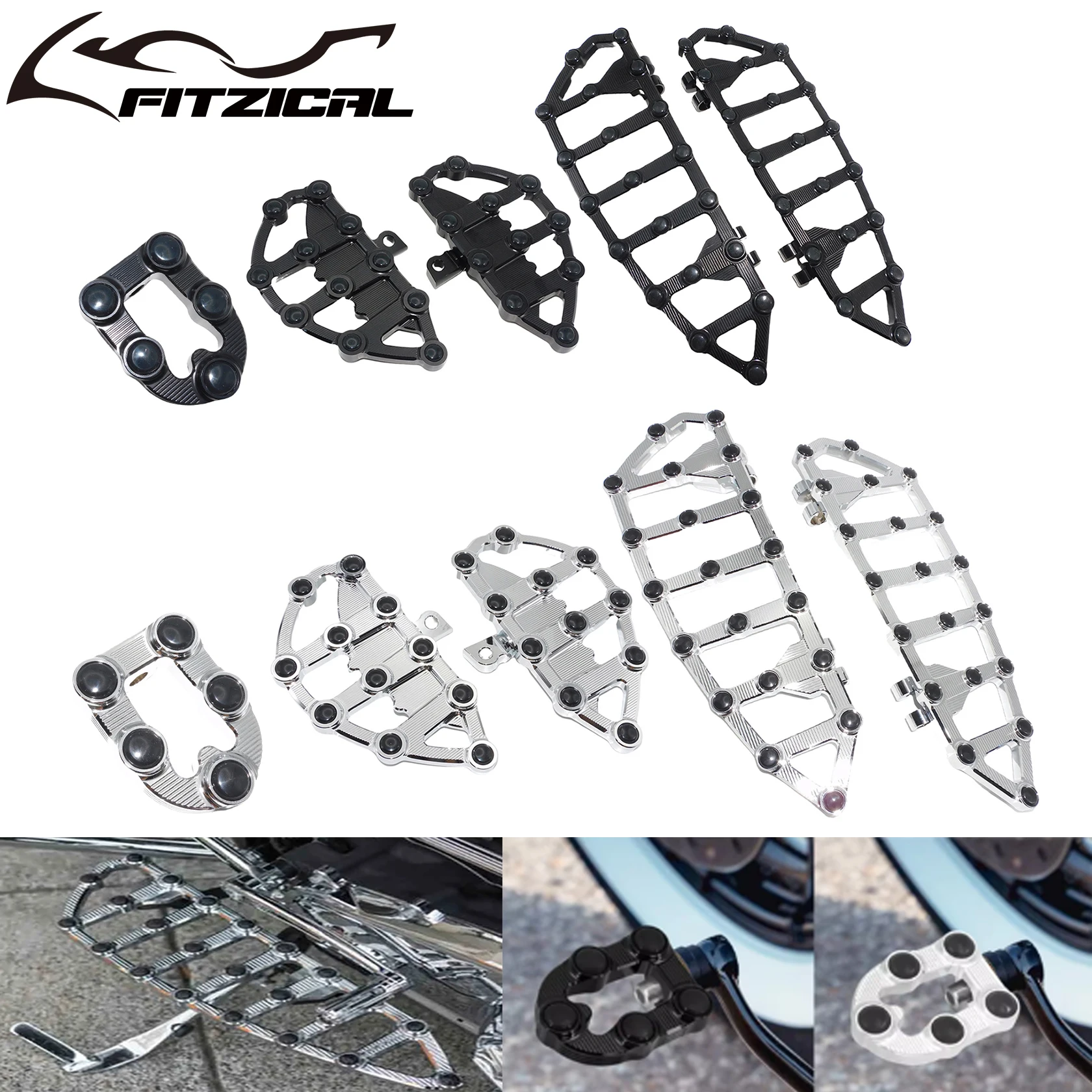 Motorcycle Foot Pegs Footrests Pedals w/Shifter Pegs Black/Chrome Floorboard For Harley Sportster XL 883 Dyna Street Bob Bobber