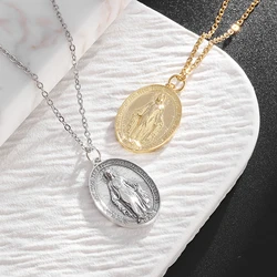 Exquisite Virgin Mary Blessing Pendant Necklace for Men and Women Catholic Prayer Lucky Amulet Jewelry Gift