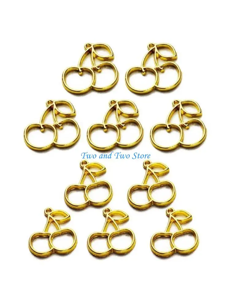 HX6F 5Pcs Cherry Pendant Blank UV Resin Frames Open Bezel Setting Jewelry Making