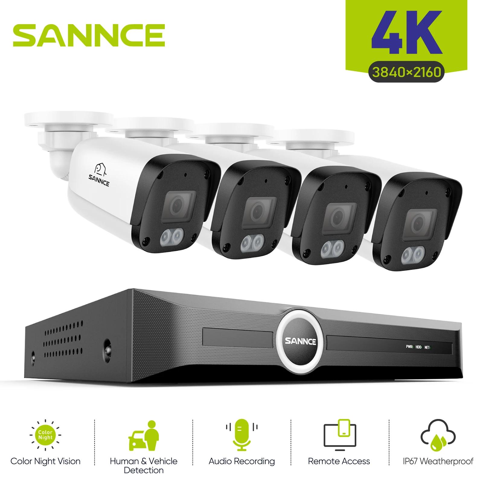 ANNKE 8MP 4K PoE Security Camera System, 8CH NVR Kit with AI Human/Vehicle Detection, 128° Wide Angle, Smart Dual-Light Night Vision, S+265 Compression, IP67, Remote Access