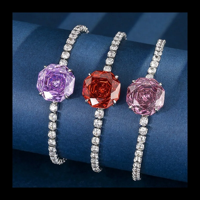 

2025 Zhuang Shengsheng Jewelry Retro Simulation Rose Cut Color Treasure Color Retro Bracelet, Jewelry Female Main Stone