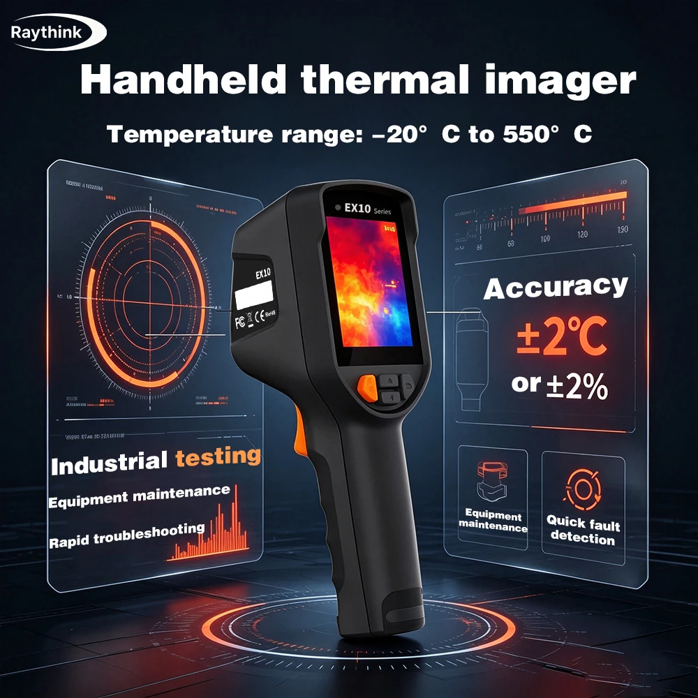 Raythink EX10 Pro Thermal Imaging Camera With Super-resolution Of 320 × 240 Dual Light 40mk Thermal Infrared Thermal Imager