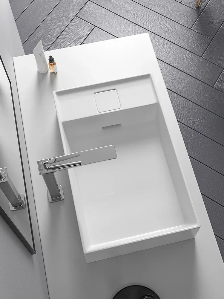 On the side of the platform basin, partial mouth launching ceramic wash basin, single basin, balcony washing machine