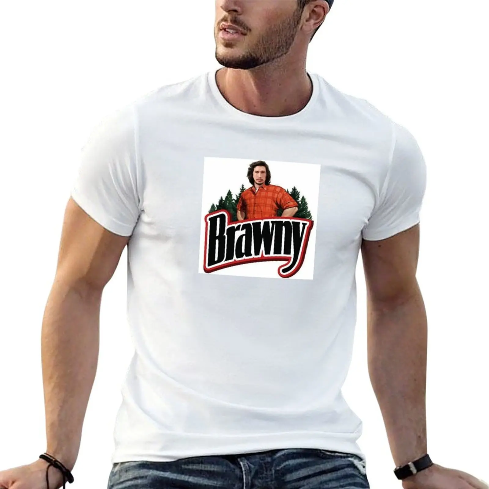 Camiseta de franela de algodón 100% lisa para hombre con estampado gráfico de Adam Driver/Flip Zimmerman como el Hombre Fuerte