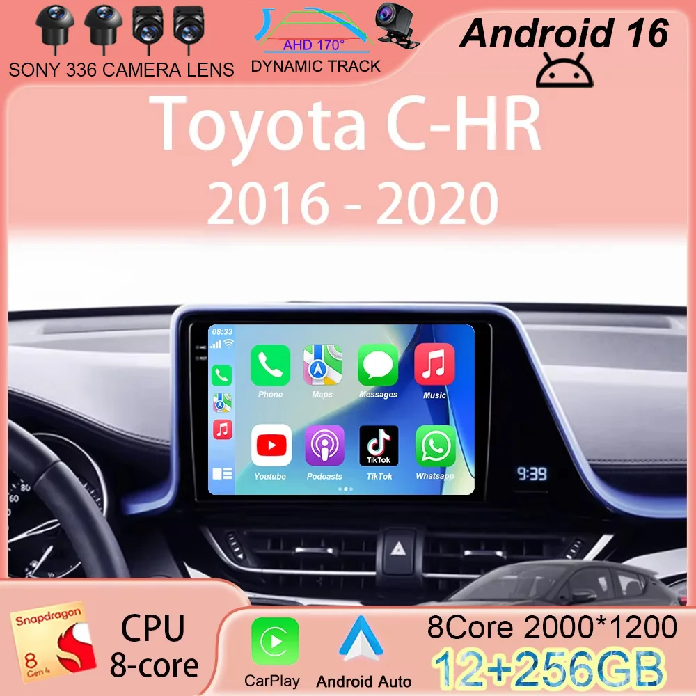 

Автомагнитола Android 16 Carplay для Toyota C-HR CHR 2016-2020: Мультимедийный видеоплеер, навигация, стерео GPS 2DIN DSP