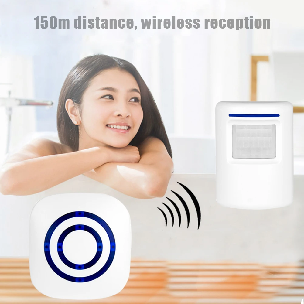 

Wireless Doorbell EU/US Plug 110-240V Induction Doorbell Volume Adjustment Entry Door Bell Alarm W/ Receiver & Transmitter