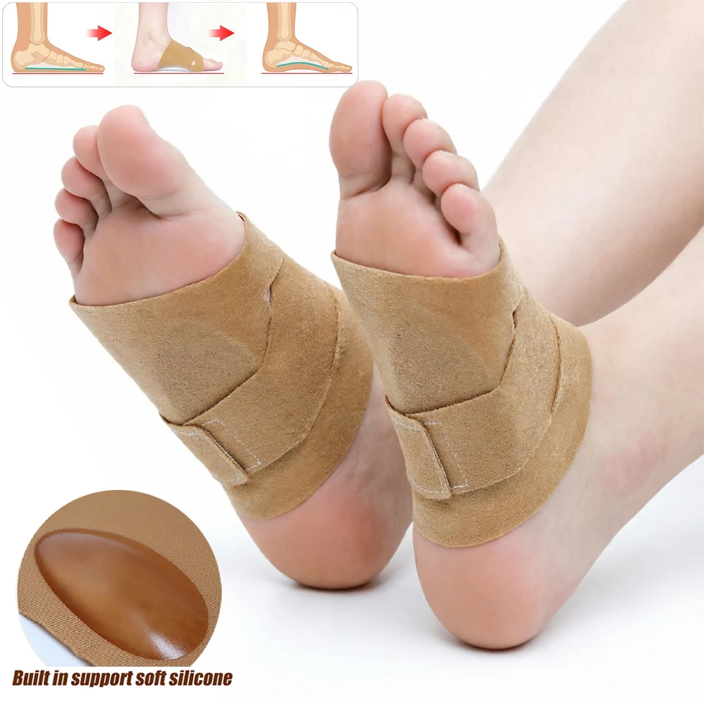 1/2 Stück verstellbare Fußgewölbestütze mit Gelkissen zur Linderung von Plantarfasziitis, für Plattfüße, hohe und abgeflachte Fußgewölbe