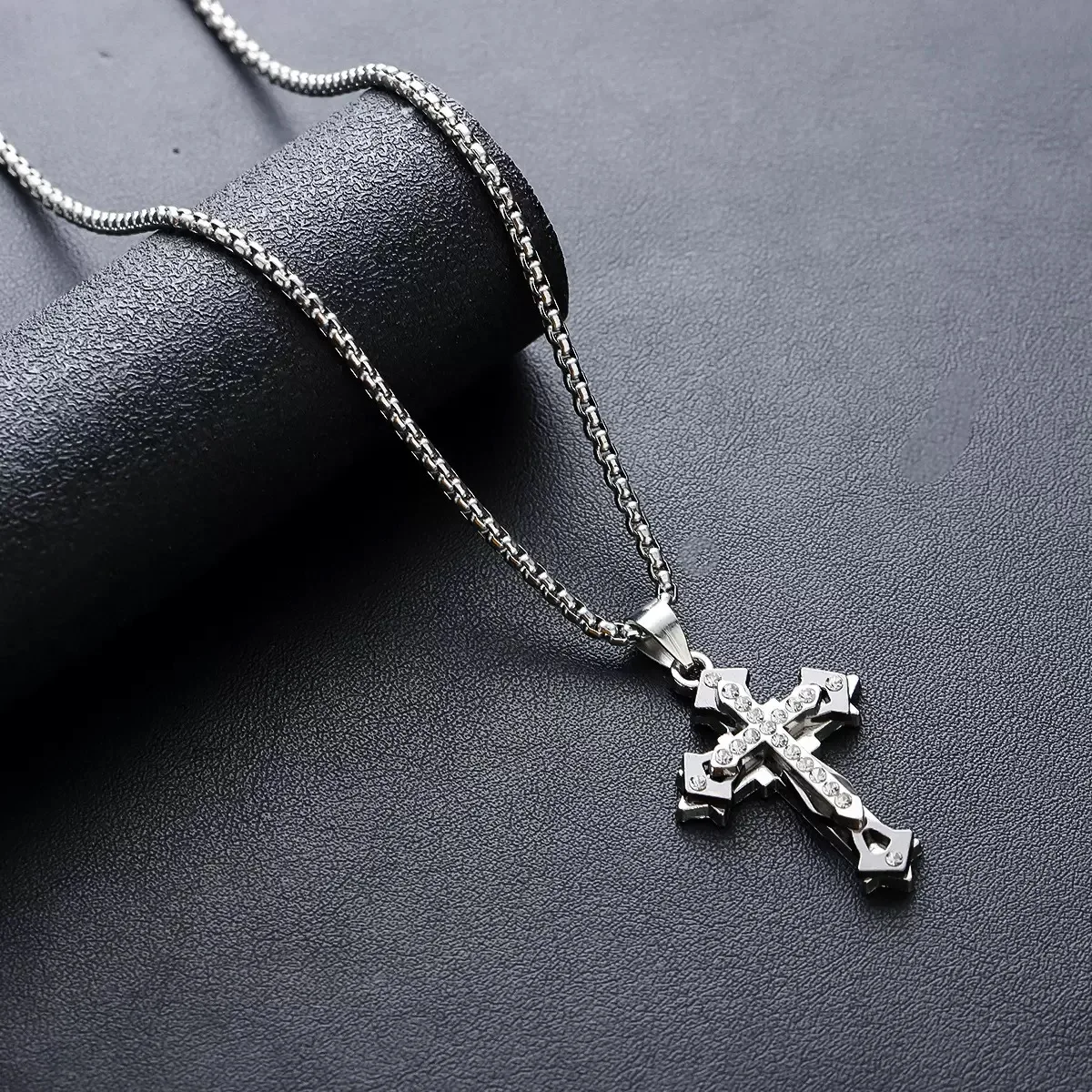 عالية الجودة الصليب التيتانيوم الصلب غير يتلاشى قلادة الاستبداد والعصرية الرجال الهيب هوب سلسلة بدلاية جديد وسيم الرجال النساء #3