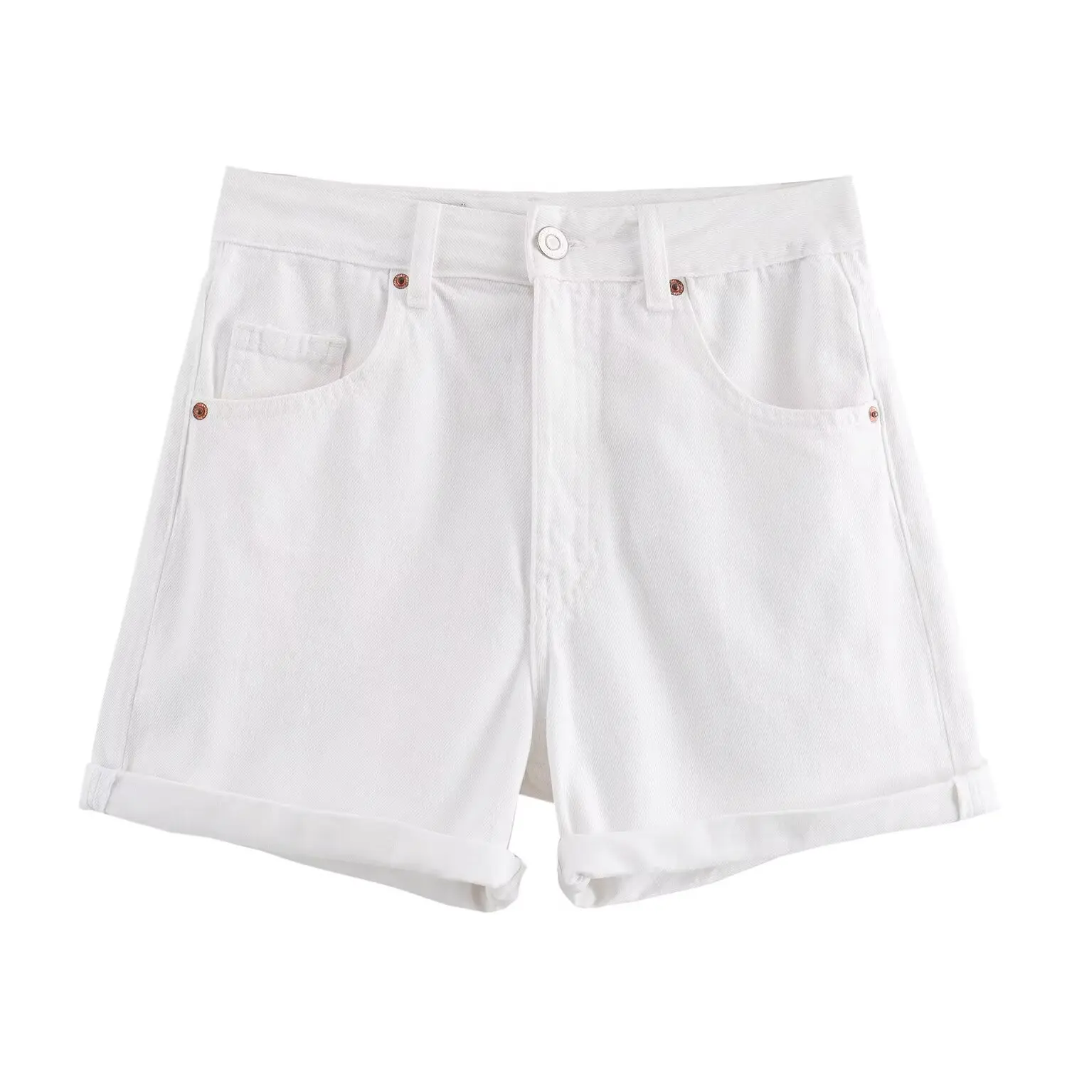 orts vaqueros casus de cintura alta, versátiles, estilo retro,  plones para mujer, verano, aodón, cierre de cr...