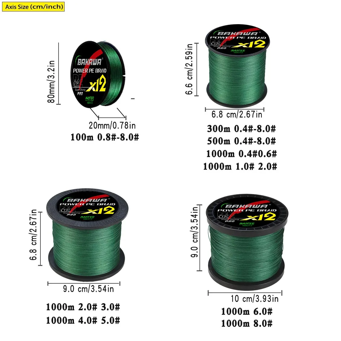 BAKAWA Sedal Trenzado X12 PE – Doce Hebras Resistente para Carpa - imagen 5