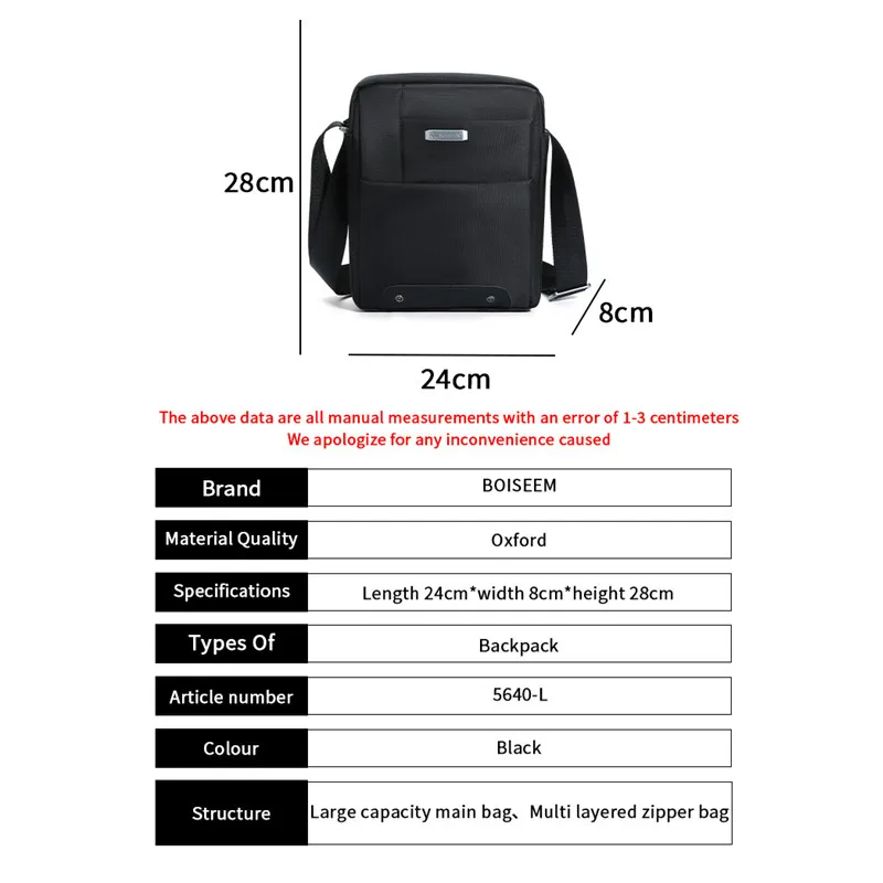 Men's Crossbody Bag Simple And Elegant Business Travel Bag Multi-functional Ultra Light Single Shoulder Bag