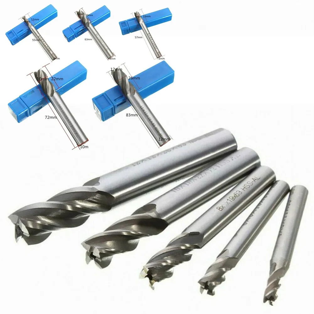 

Brand New End Mill End Milling Cutter Accessories Silver Straight Handle 4 Flutes 4-12mm 5 Pcs/set For Cutting