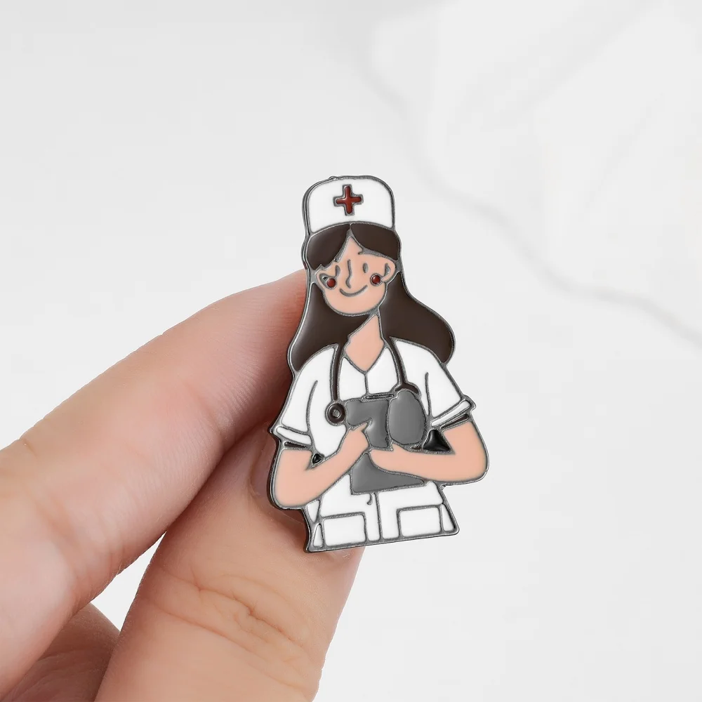 Catuni Cute Medical Nurse Enamel Brooch Pins Nursing Lapel Lanyard Coat Bag Badge Jewelry Gift for Women Student Colleagues