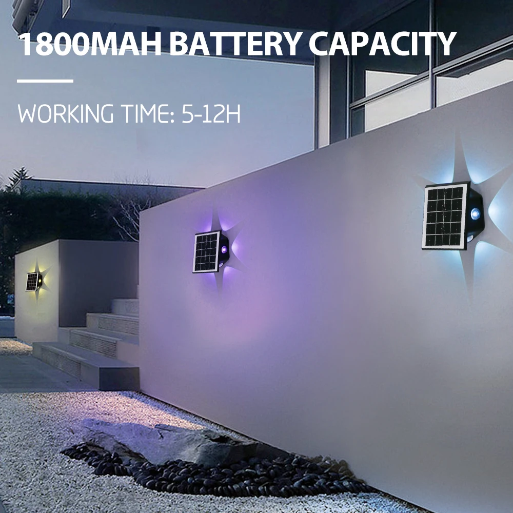 Solar LED Wall Lamp Outdoor Waterproof PHOTOELECTRIC INDUCTION RGB Colors