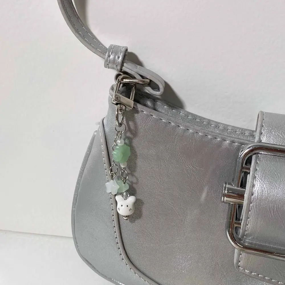 Y2K لطيف مطرز الهاتف سحر شنقا الديكور العصرية نظرة السيراميك الأرنب المفاتيح حزام الحبل الأرانب أربع أوراق البرسيم قلادة #1