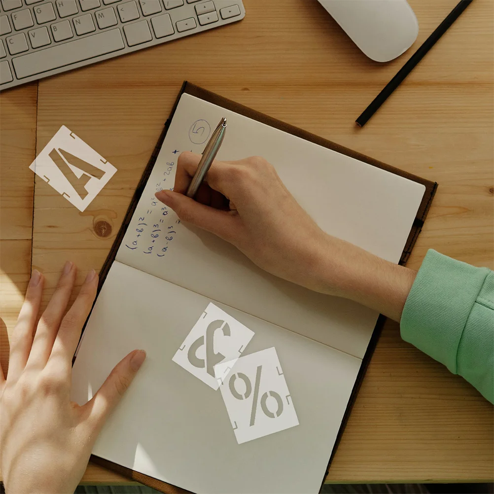 42 قطعة استنسل رسم الحروف الأبجدية قوالب أرقام الحروف الإنجليزية قابلة لإعادة الاستخدام متينة لتقوم بها بنفسك الحرف على الجدران قماش خشبي #5