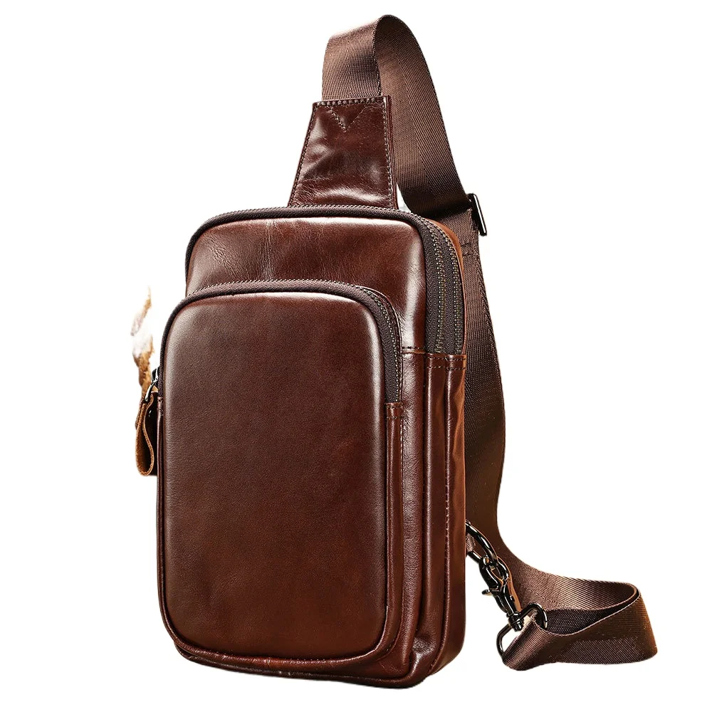 

Натуральная кожаная нагрудная сумка для мужчин, стильная сумка через плечо, высококачественная уличная сумка-слинг