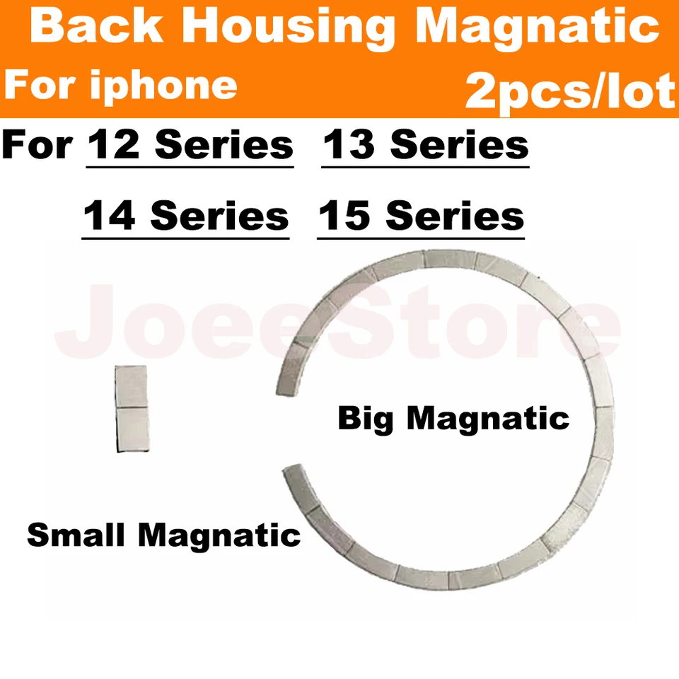 2 imanes metálicos Magsafe para iPhone 15, 12, 13, 14, Pro, Max, Mini, Plus, para reparación de carcasas traseras con carga inalámbrica