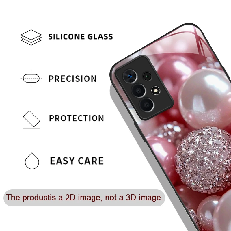الفاخرة الماس اللؤلؤ حجر نمط الزجاج المقسى قضية الهاتف لسامسونج غالاكسي S25 الترا S24 S23 زائد S22 + S21 S20 FE غطاء #2