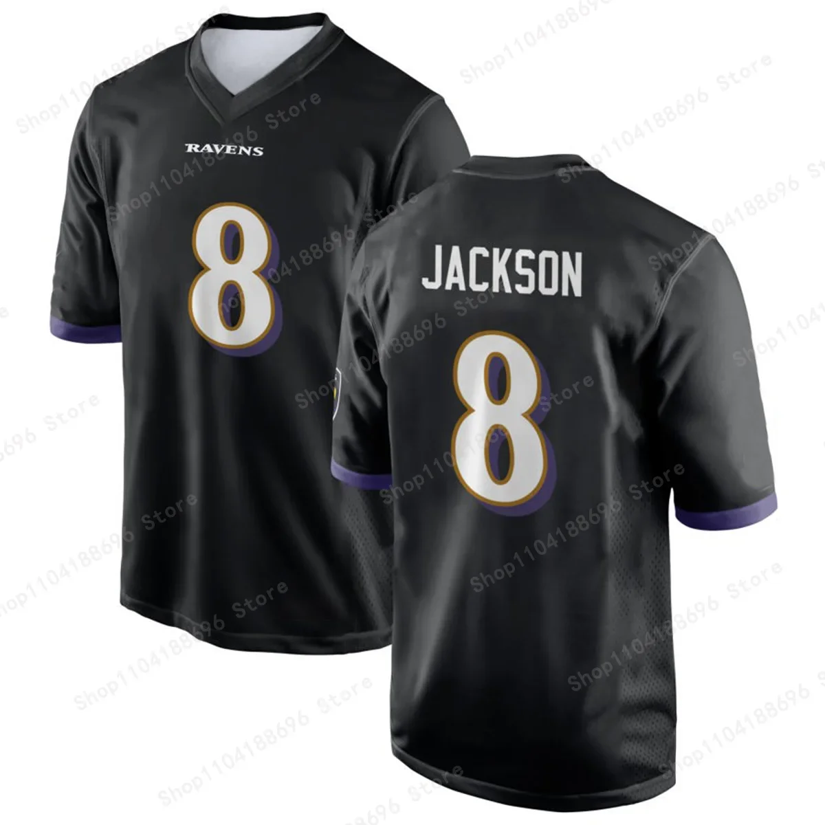 Comfortable Breathable Competition Jersey T-shirt Adult Children's Game Jersey Baltimore Ravens Youth Game Custom Jersey - Black