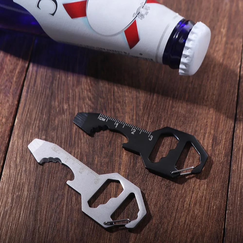 6 in 1 Multi-use Mini Tool Screwdriver Wrench Utility Gadget Stainless Steel Bottle Opener Multi Tool Keychain Outdoor Survival