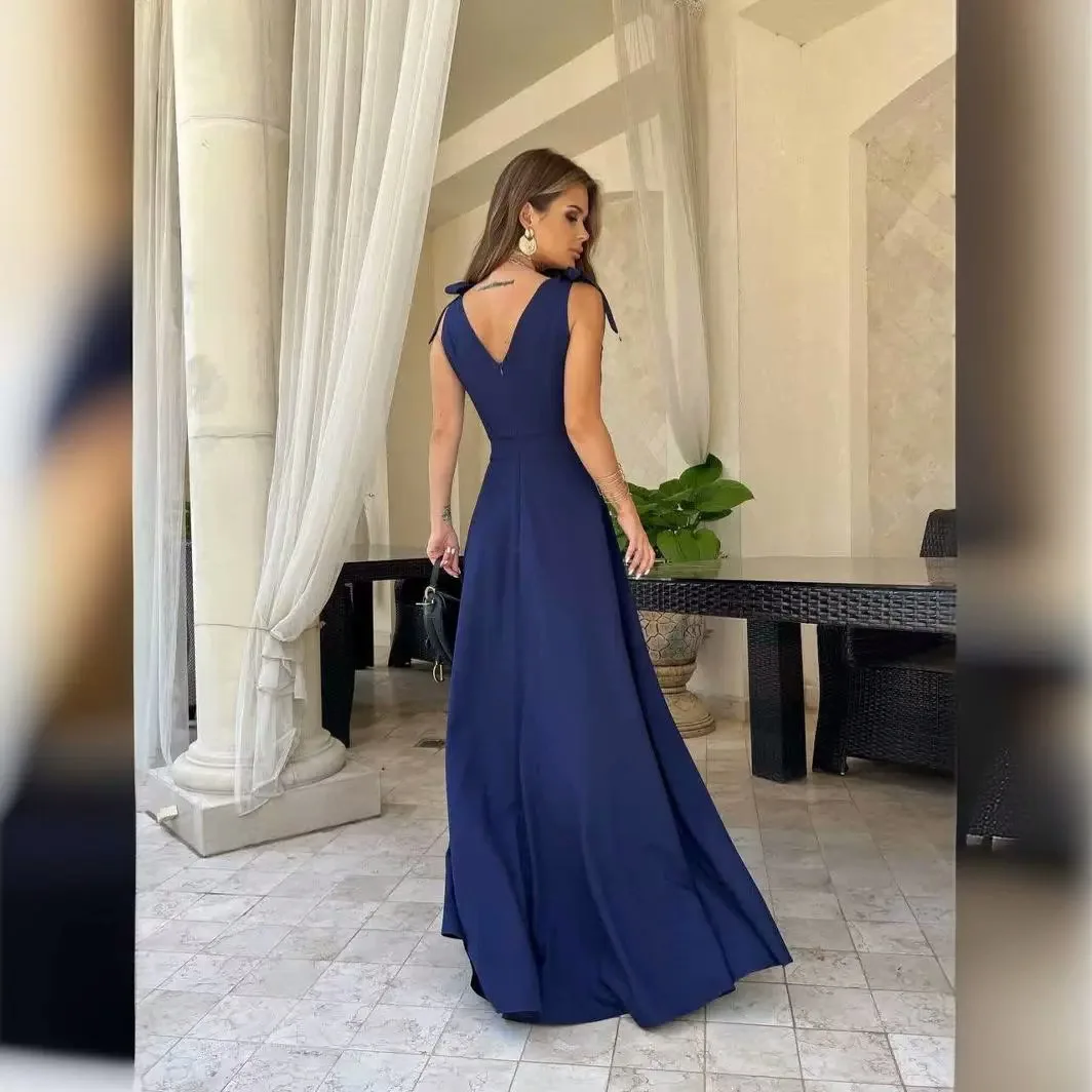 Spring Summer Elegant Women\'s Casual Dress 2024 New Fashion Evening Party Sexy V-neck Long Off Shoulder Women\'s Prom Dresses