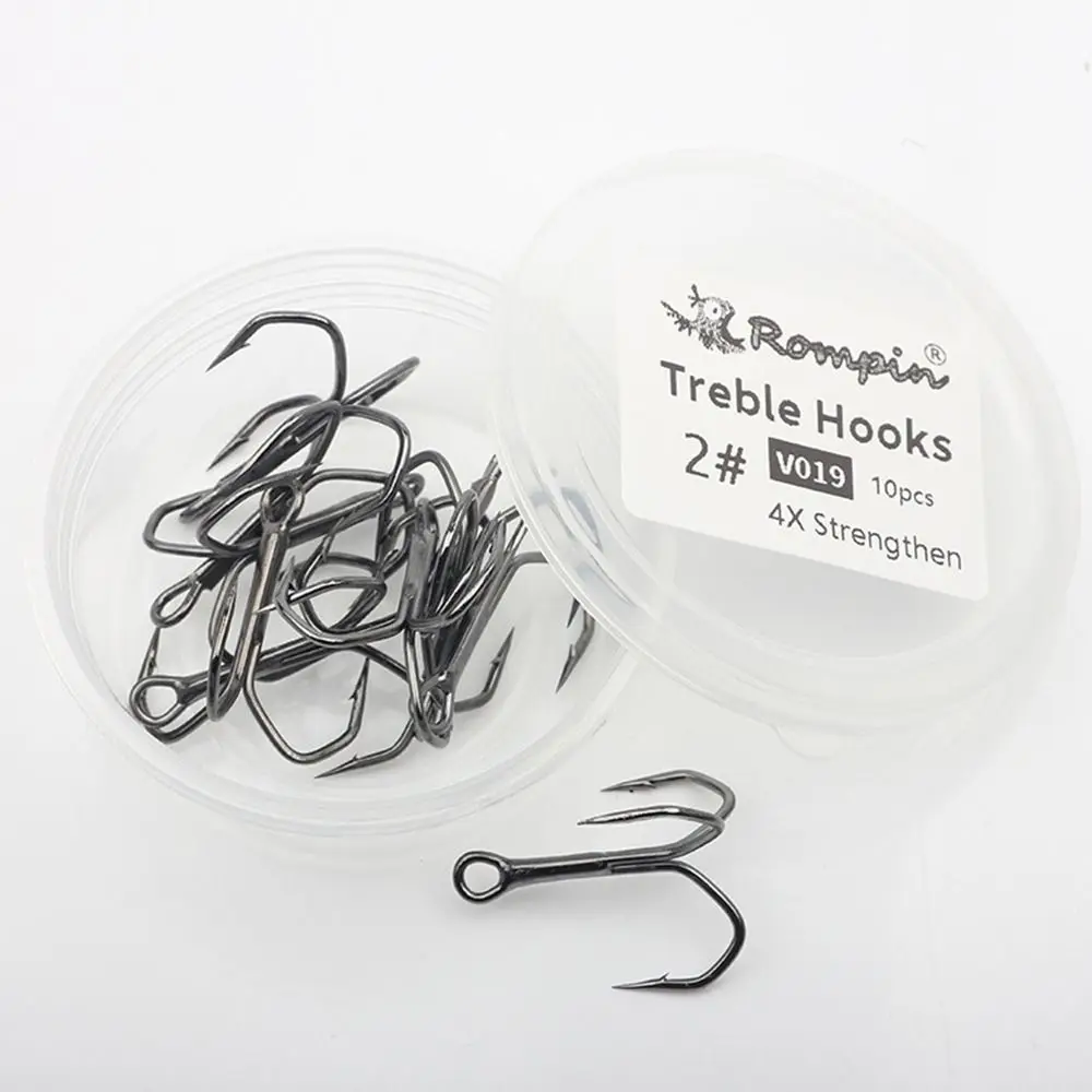 10Pcs Anti-rust Ahite Nickel Super Sharp Fishhooks Treble Fishing Hooks High Carbon Steel Matte Tin Hooks Fishing Tackle
