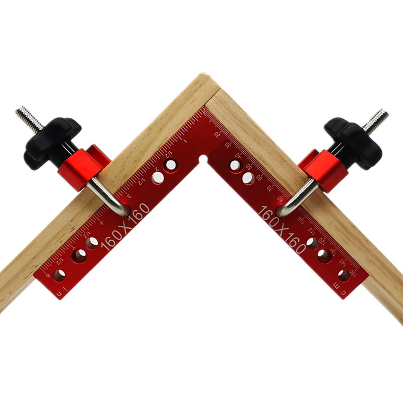 2 Set 160 mm Holzbearbeitungs-Eckklemmen, rechtwinkliges Lineal, 90 Grad L-förmige Hilfsquadrat-Positionierungsplatten-Befestigung