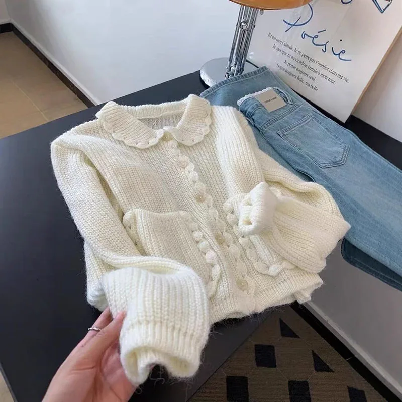 

Fashion Elegant Lady Knitted Cardigan Autumn Winter Women's Exquisite Sweater Outerwear Korean Style Single-Breasted Knitwear