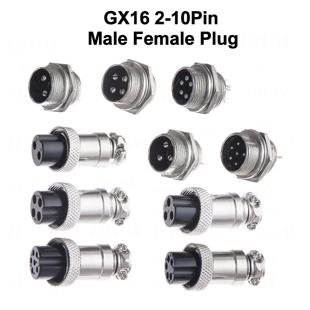 GX16  2-10Pin Waterproof Aviation Circular Connector Male Female Plug Socket PCB Mount  6P 5P 7P Industrial Electronic Circuit