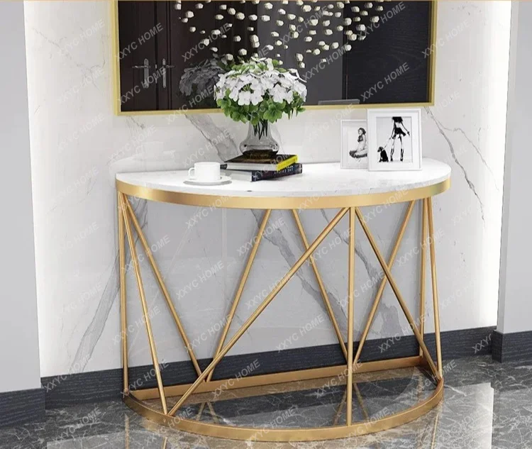

simple marble entrance small apartment living room wall decoration table creative wrought iron entrance table