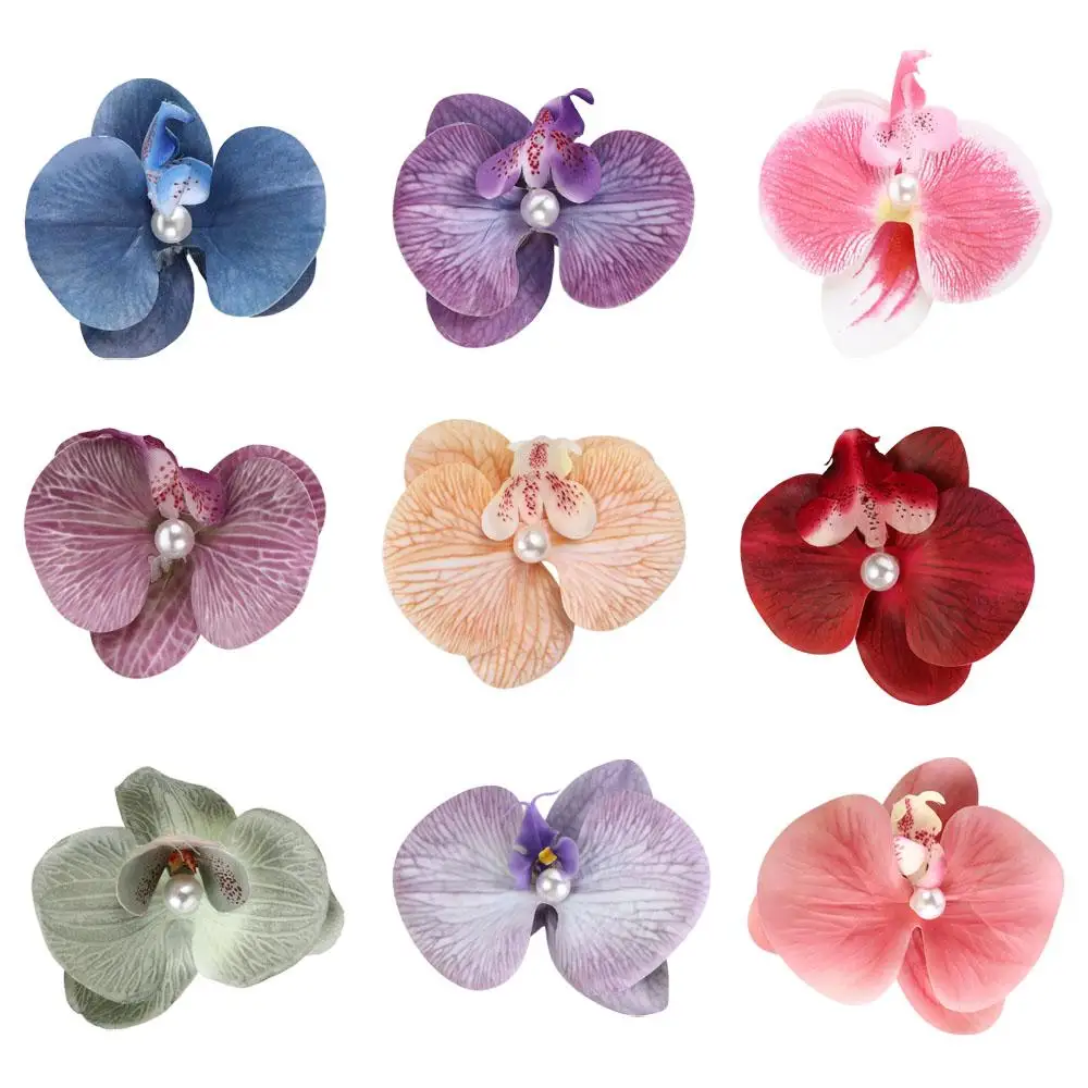 

Sweet Cloth Flower Hair Clip Butterfly Orchid Pearl Orchid Flower Hairpin Korean Style Duckbill Clip Girl Hair Clip Holiday